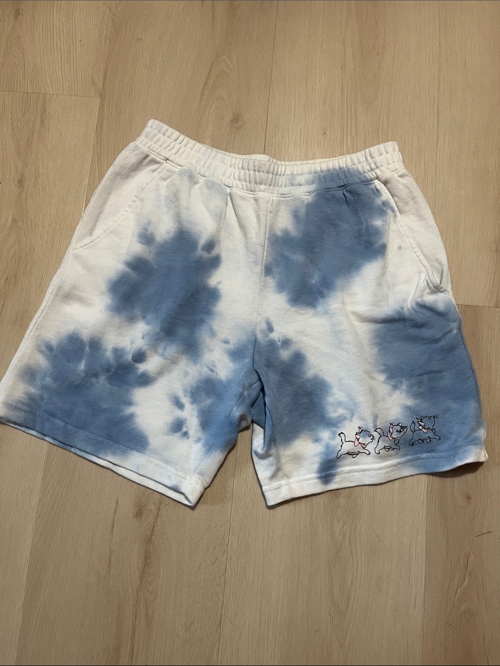 Disneys Marie Blue Tie-Dye Cotton Lounge Shorts 🎀